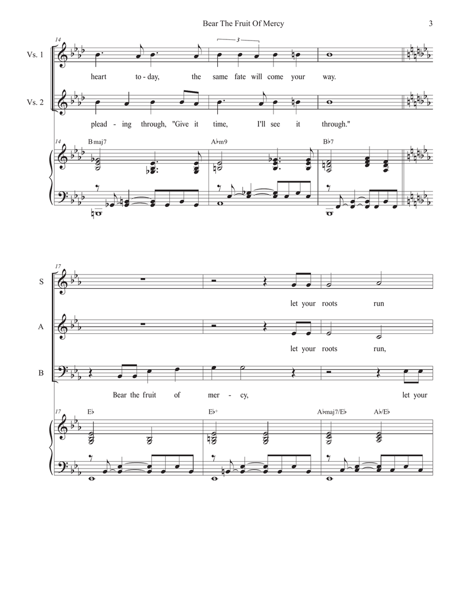 Bear The Fruit Of Mercy (SAB) 3-Part scores gallery preview page 3