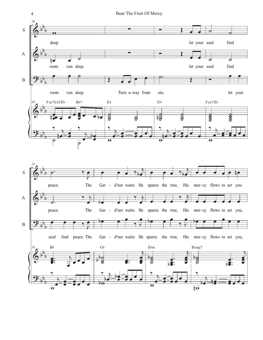 Bear The Fruit Of Mercy (SAB) 3-Part scores gallery preview page 4
