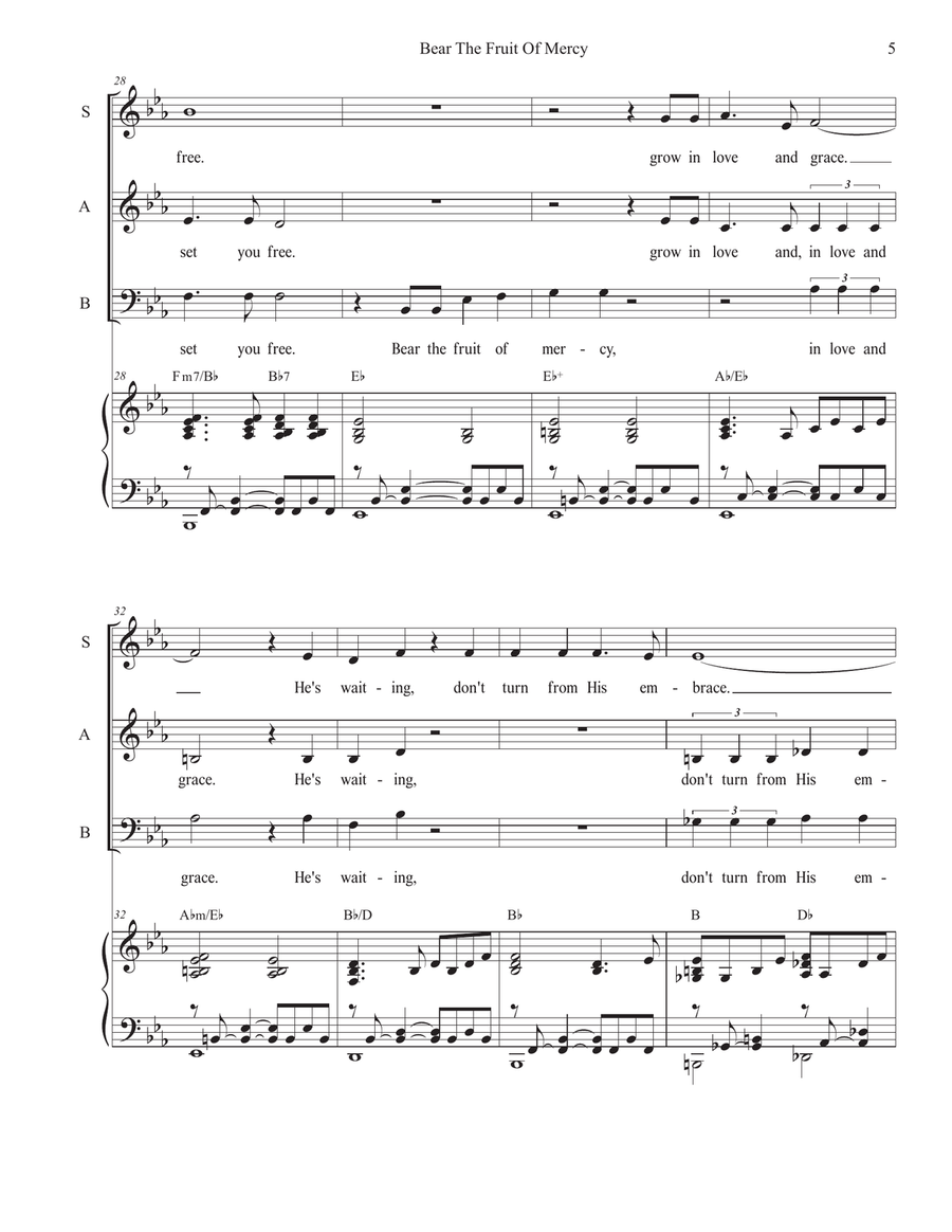 Bear The Fruit Of Mercy (SAB) 3-Part scores gallery preview page 5