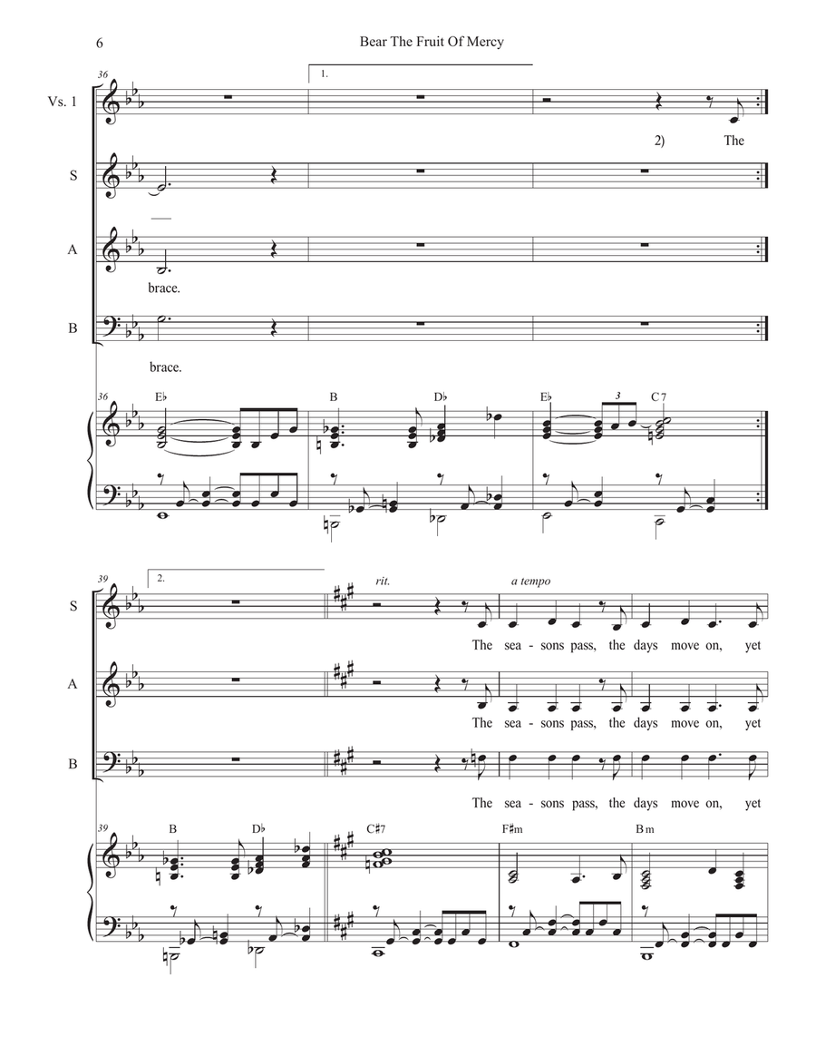 Bear The Fruit Of Mercy (SAB) 3-Part scores gallery preview page 6