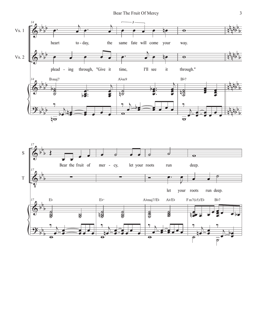 Bear The Fruit Of Mercy (2-part choir - (Soprano and Tenor) 2-Part scores gallery preview page 3
