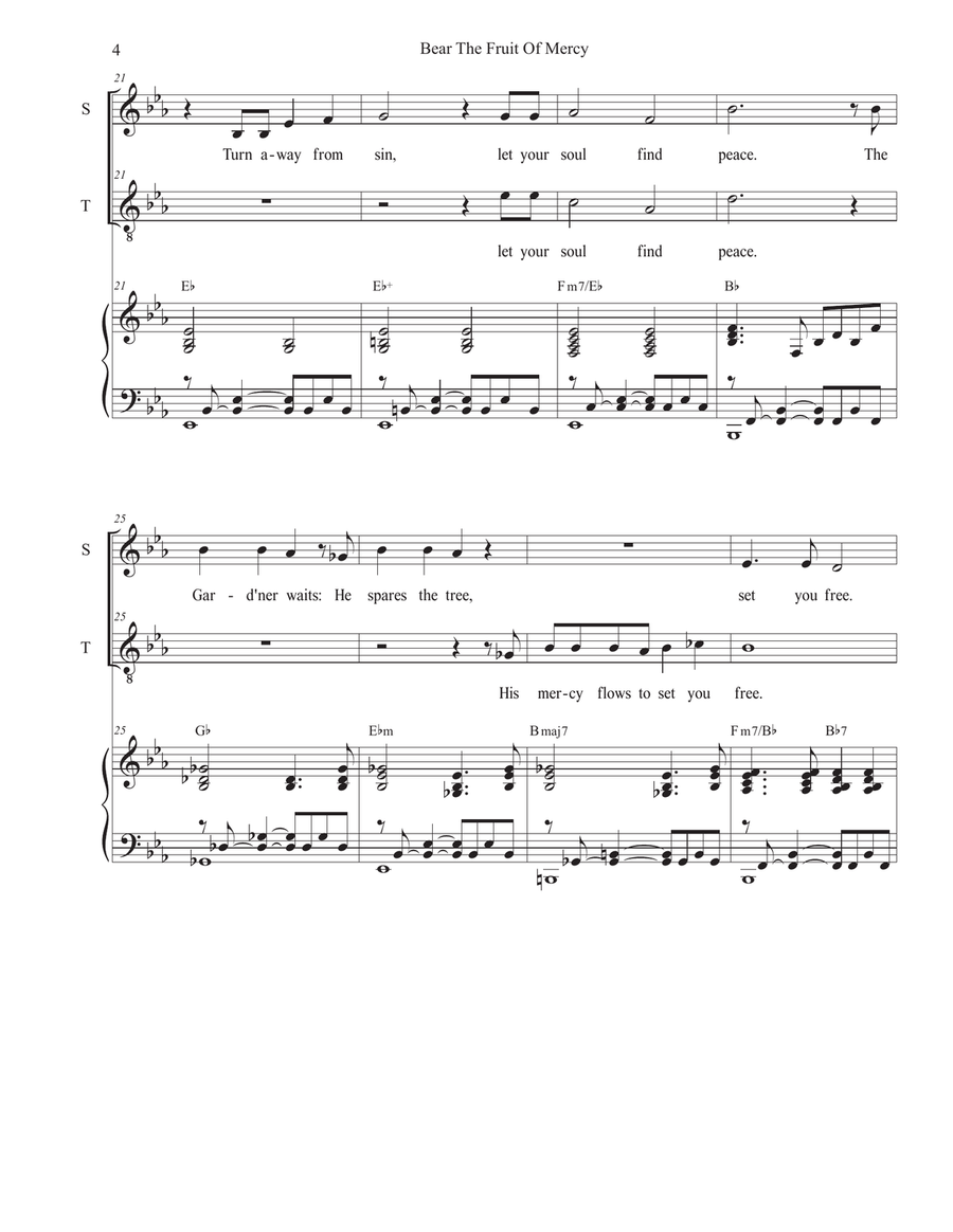 Bear The Fruit Of Mercy (2-part choir - (Soprano and Tenor) 2-Part scores gallery preview page 4