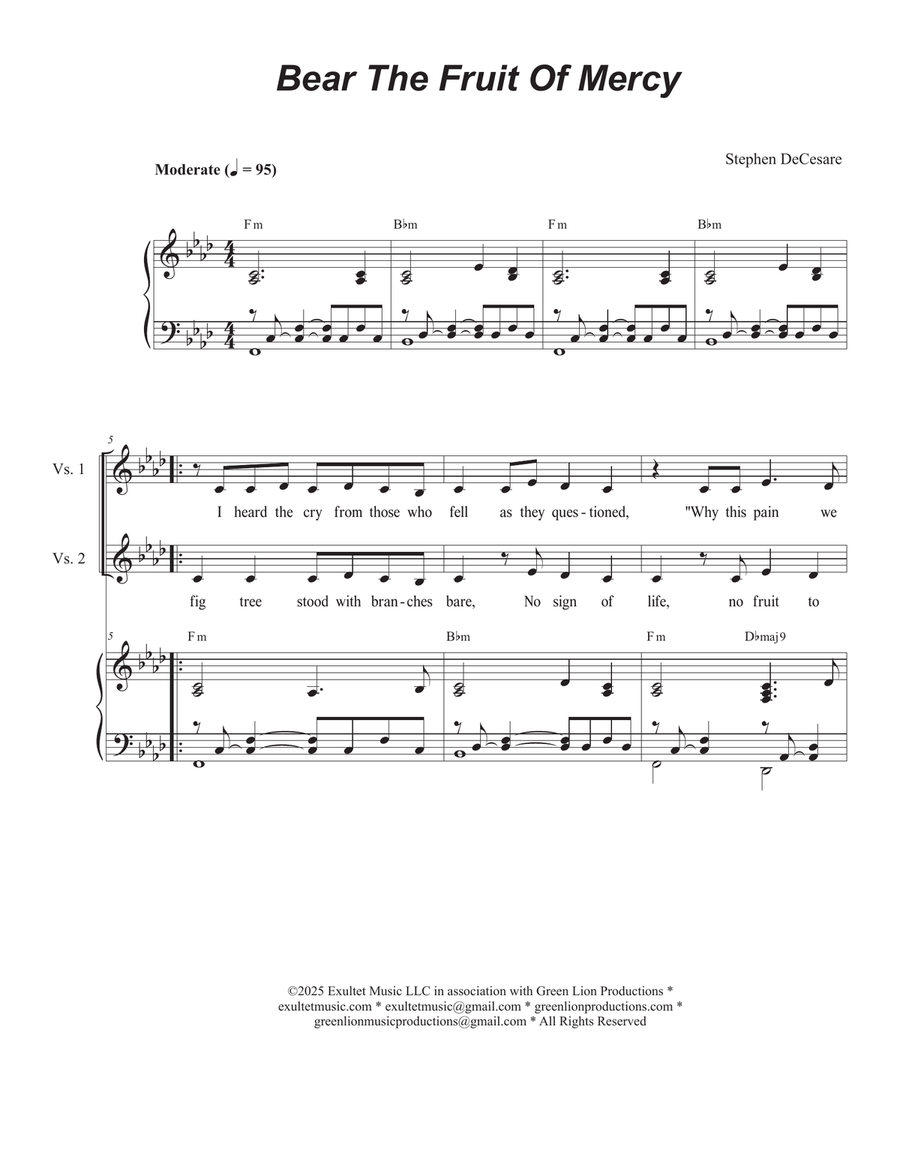 Bear The Fruit Of Mercy (2-part choir) 2-Part scores gallery preview page 1