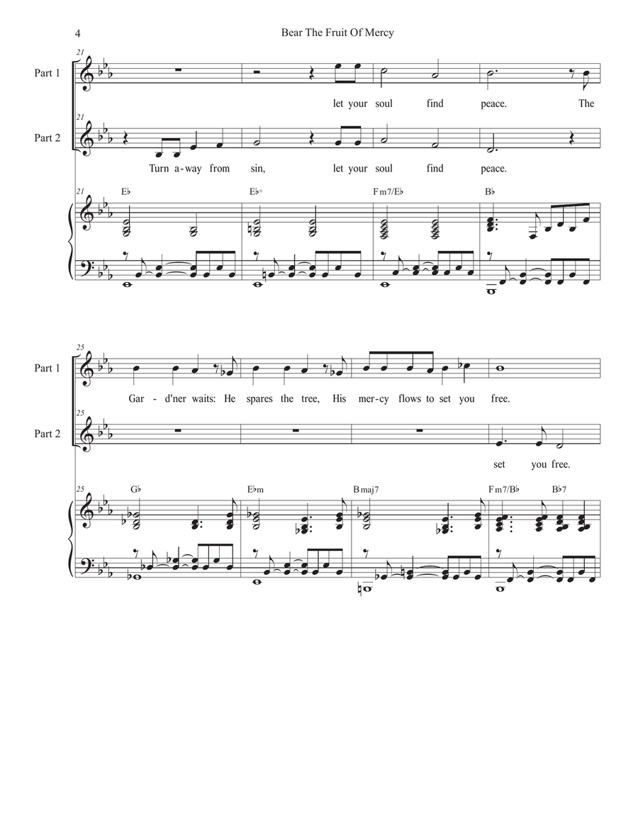 Bear The Fruit Of Mercy (2-part choir) 2-Part scores gallery preview page 4