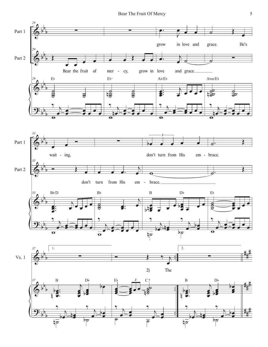 Bear The Fruit Of Mercy (2-part choir) 2-Part scores gallery preview page 5