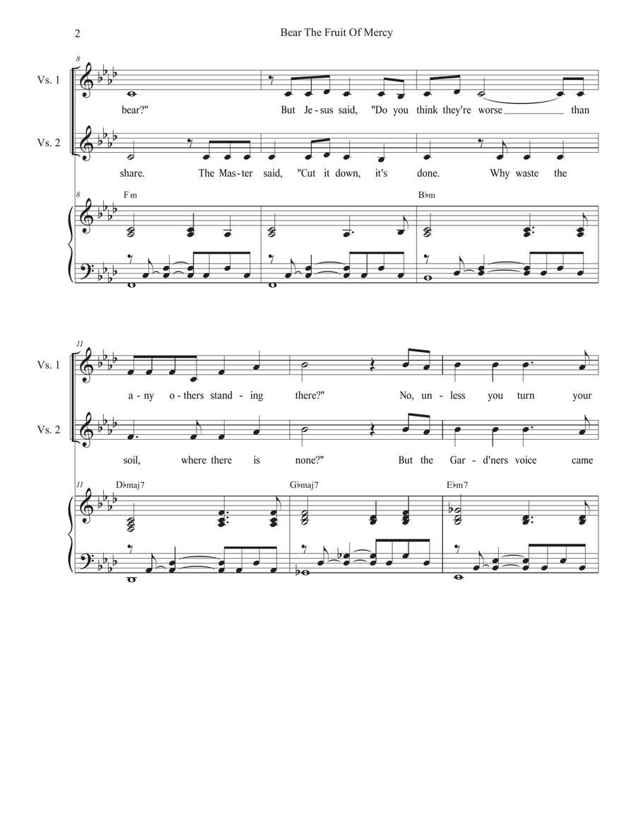 Bear The Fruit Of Mercy (2-part choir - (TB) TB scores gallery preview page 2