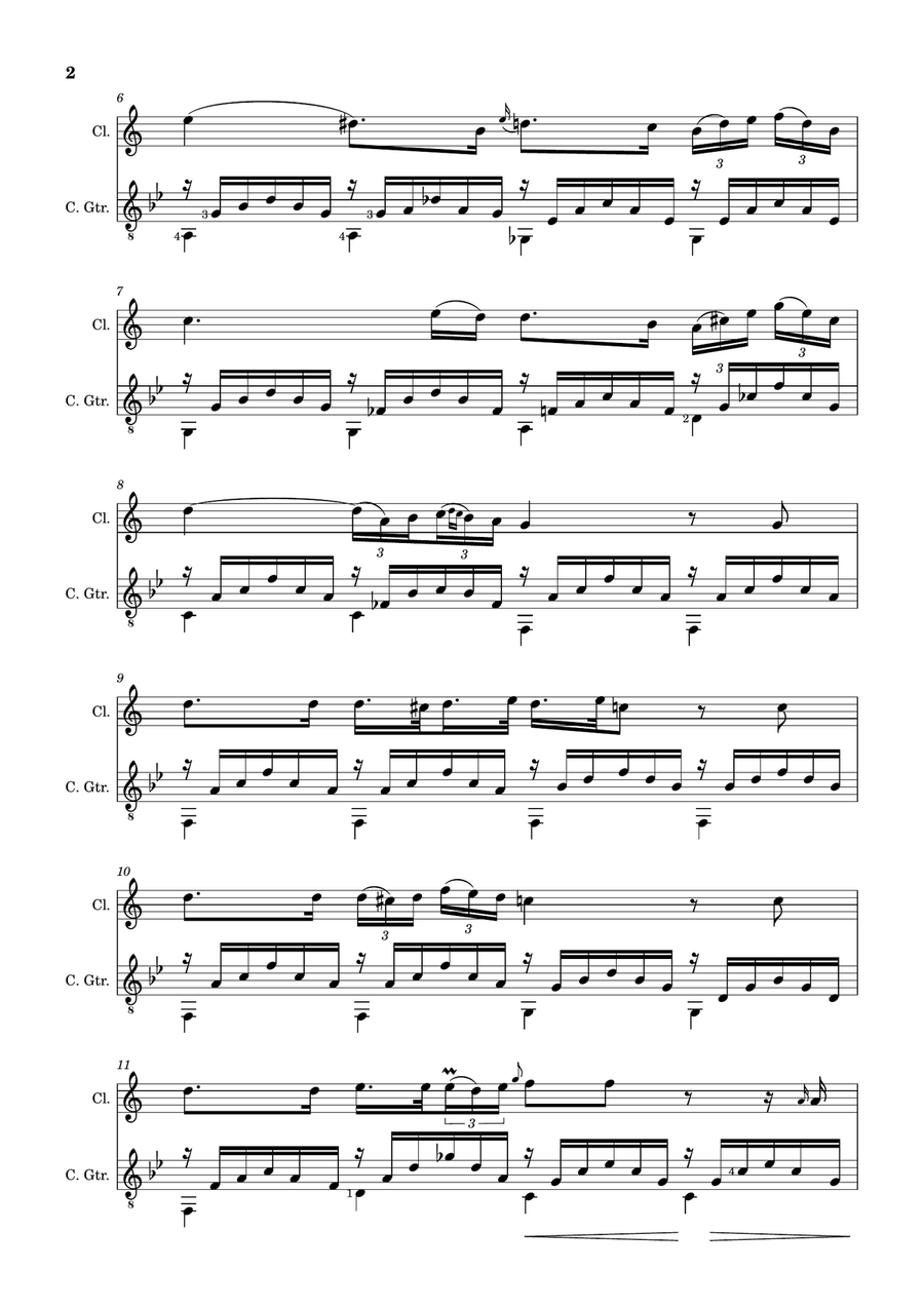 Ave Maria by F. Schubert – Arranged for Clarinet and Guitar Chamber Music scores gallery preview page 2