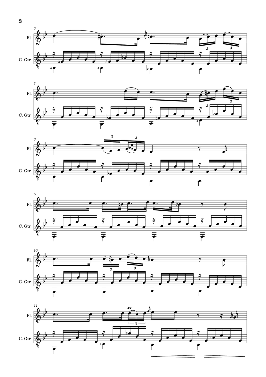 Ave Maria by F. Schubert – Arranged for Flute and Guitar Chamber Music scores gallery preview page 2