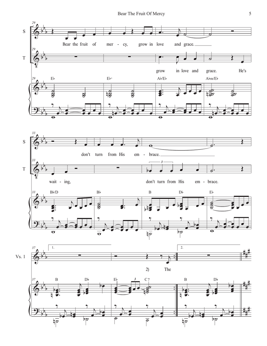 Bear The Fruit Of Mercy (Duet for Soprano and Tenor solo) Tenor Voice scores gallery preview page 5