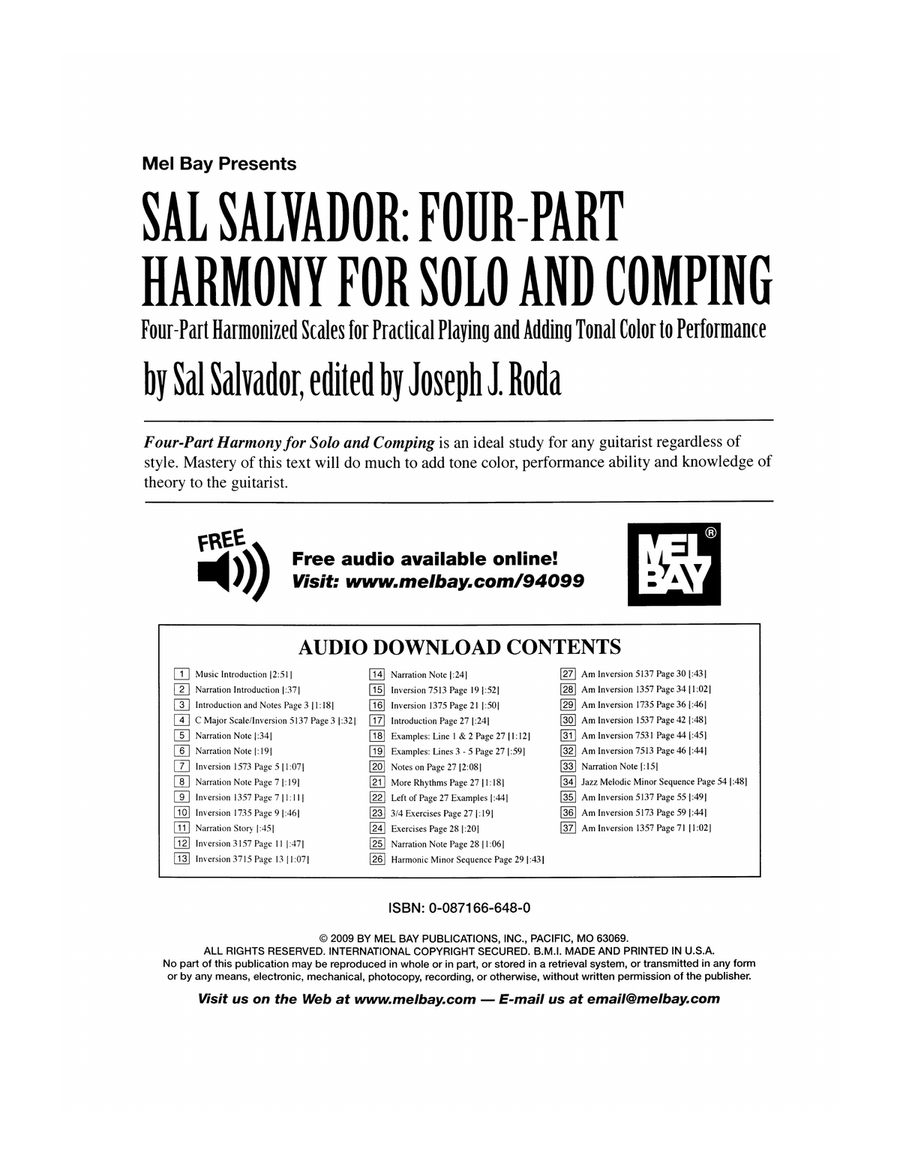 Sal Salvador: Four Part Harmony for Solo & Comping 4-Part scores gallery preview page 2