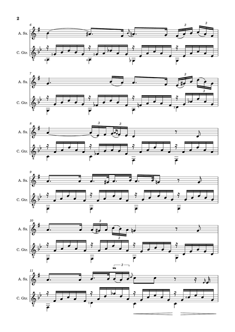 Ave Maria by F. Schubert – Arranged for A. Sax and Guitar Chamber Music scores gallery preview page 2