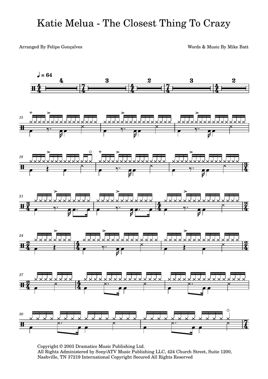 The Closest Thing To Crazy Drum Set scores gallery preview page 1