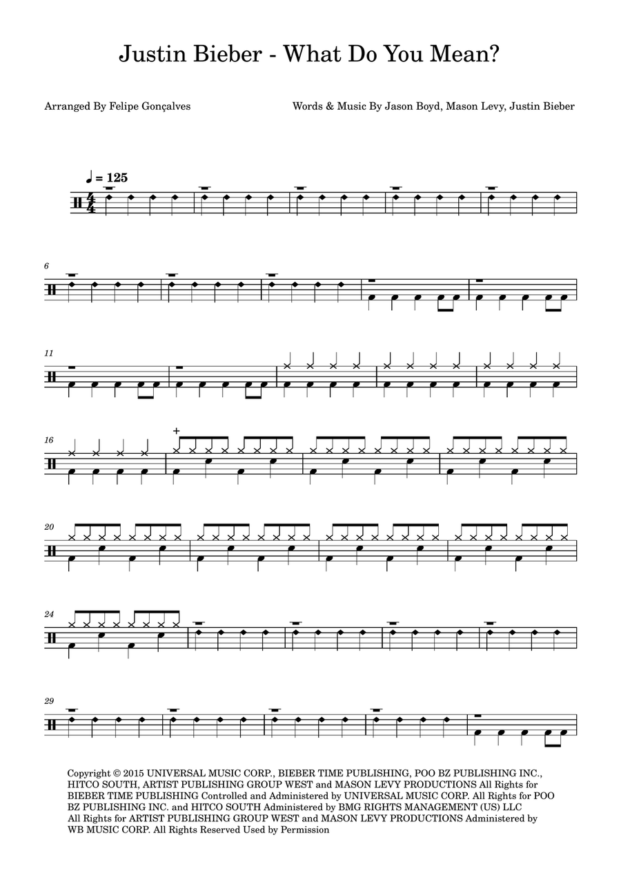 What Do You Mean? What Do You Mean? Drum Set scores gallery preview page 1