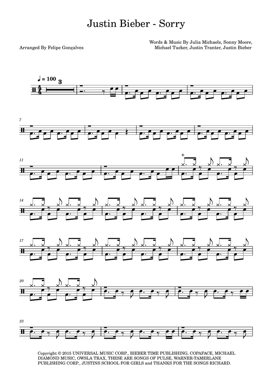 Sorry Sorry Drum Set scores gallery preview page 1