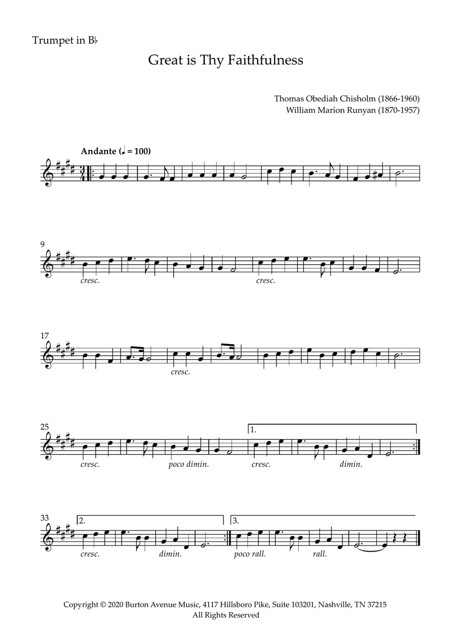 Great Is Thy Faithfulness Brass Quartet scores gallery preview page 3