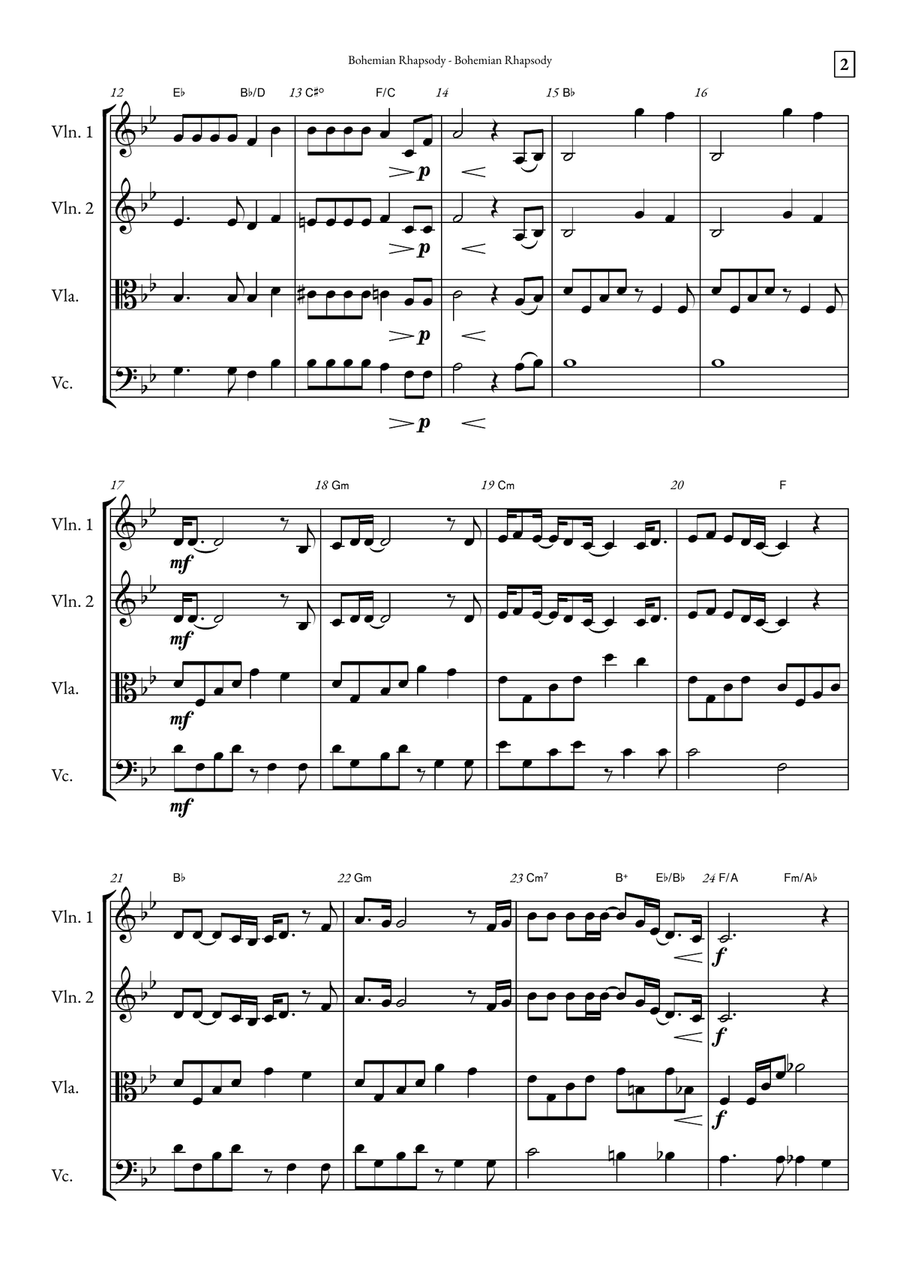 Bohemian Rhapsody String Quartet scores gallery preview page 2