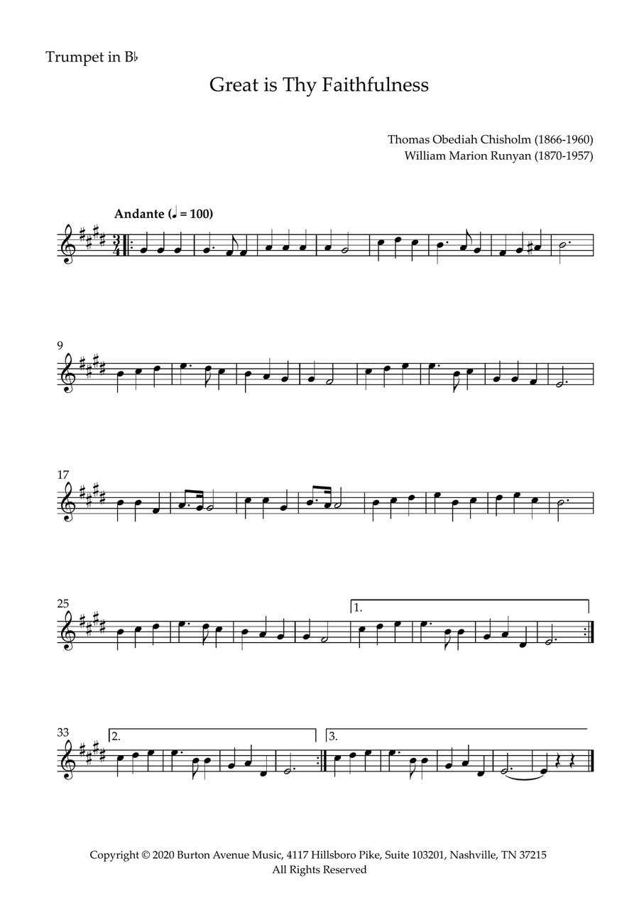 Great Is Thy Faithfulness Brass Quartet scores gallery preview page 3