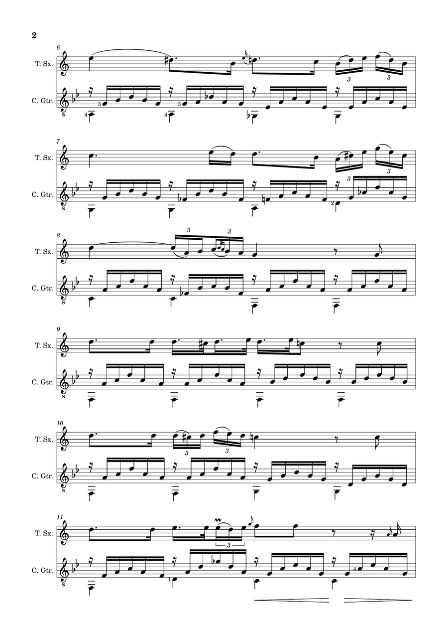 Ave Maria by F. Schubert – Arranged for T. Sax and Guitar Chamber Music scores gallery preview page 2