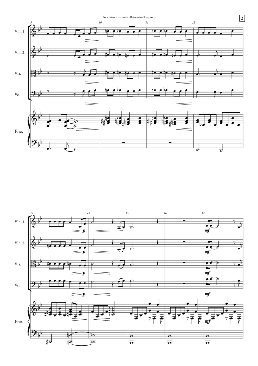 Bohemian Rhapsody String Quartet scores gallery preview page 2
