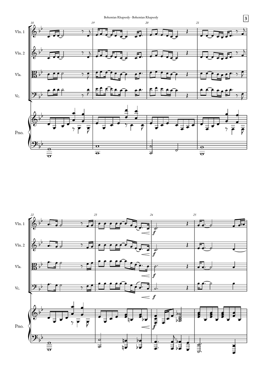 Bohemian Rhapsody String Quartet scores gallery preview page 3