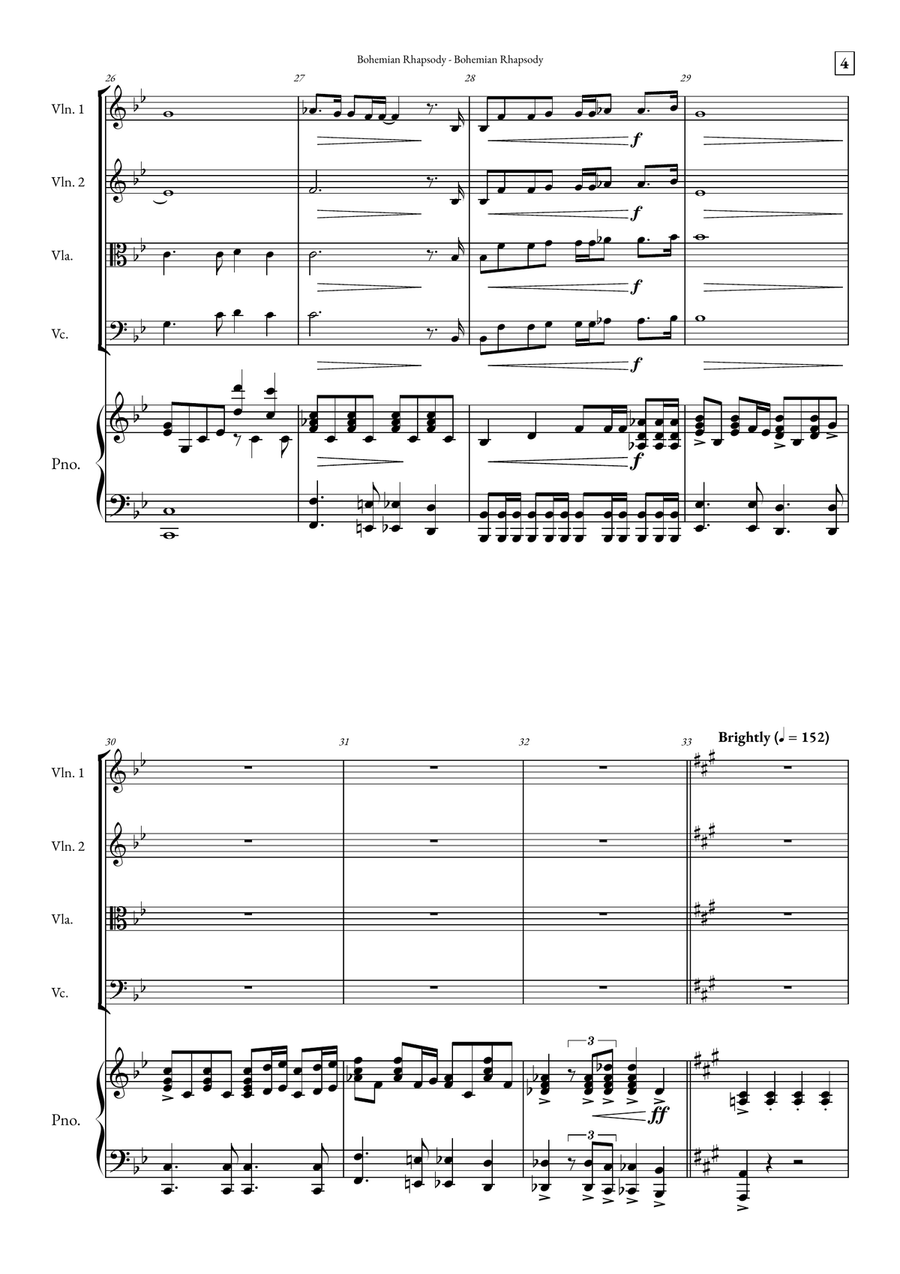 Bohemian Rhapsody String Quartet scores gallery preview page 4
