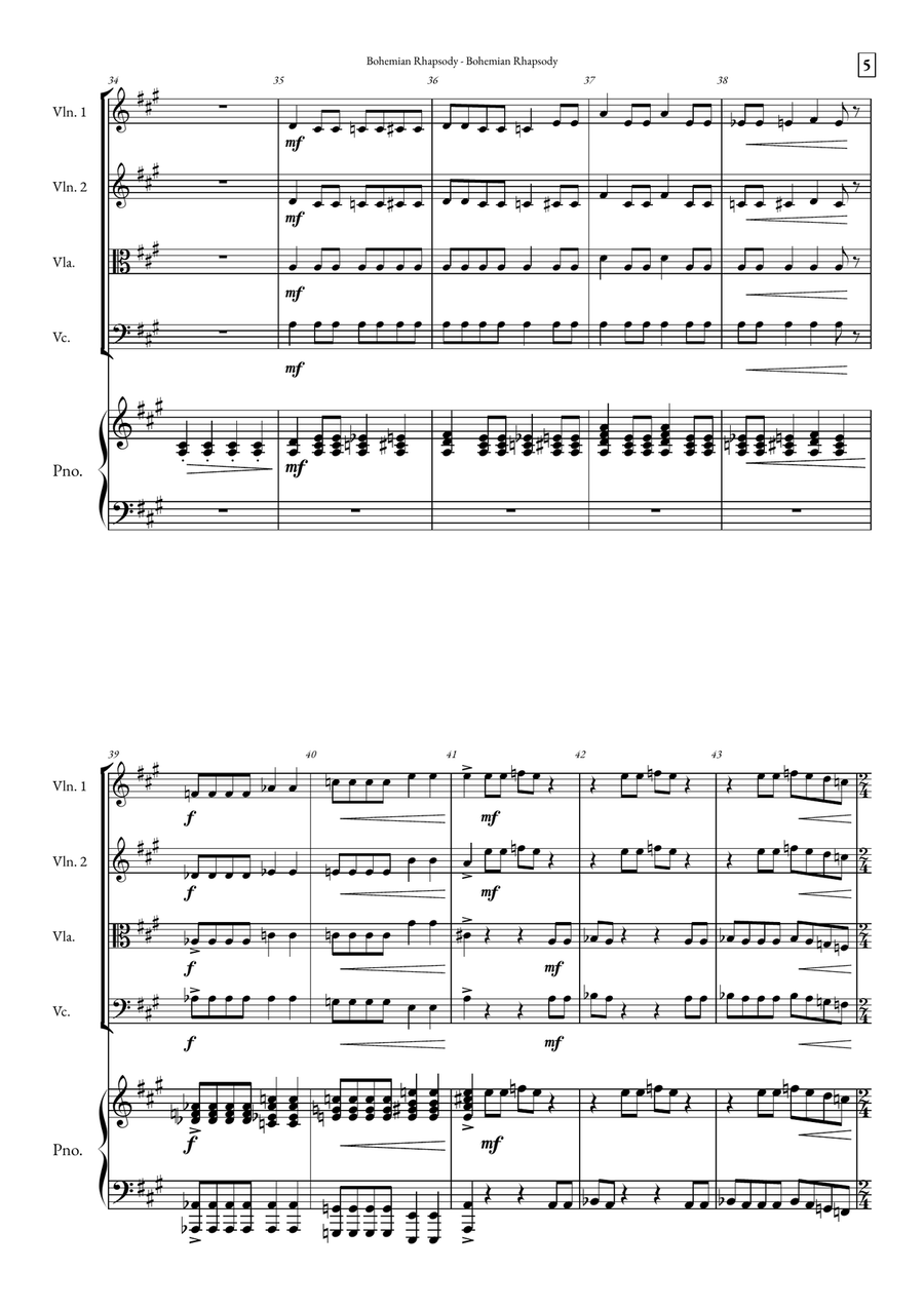 Bohemian Rhapsody String Quartet scores gallery preview page 5
