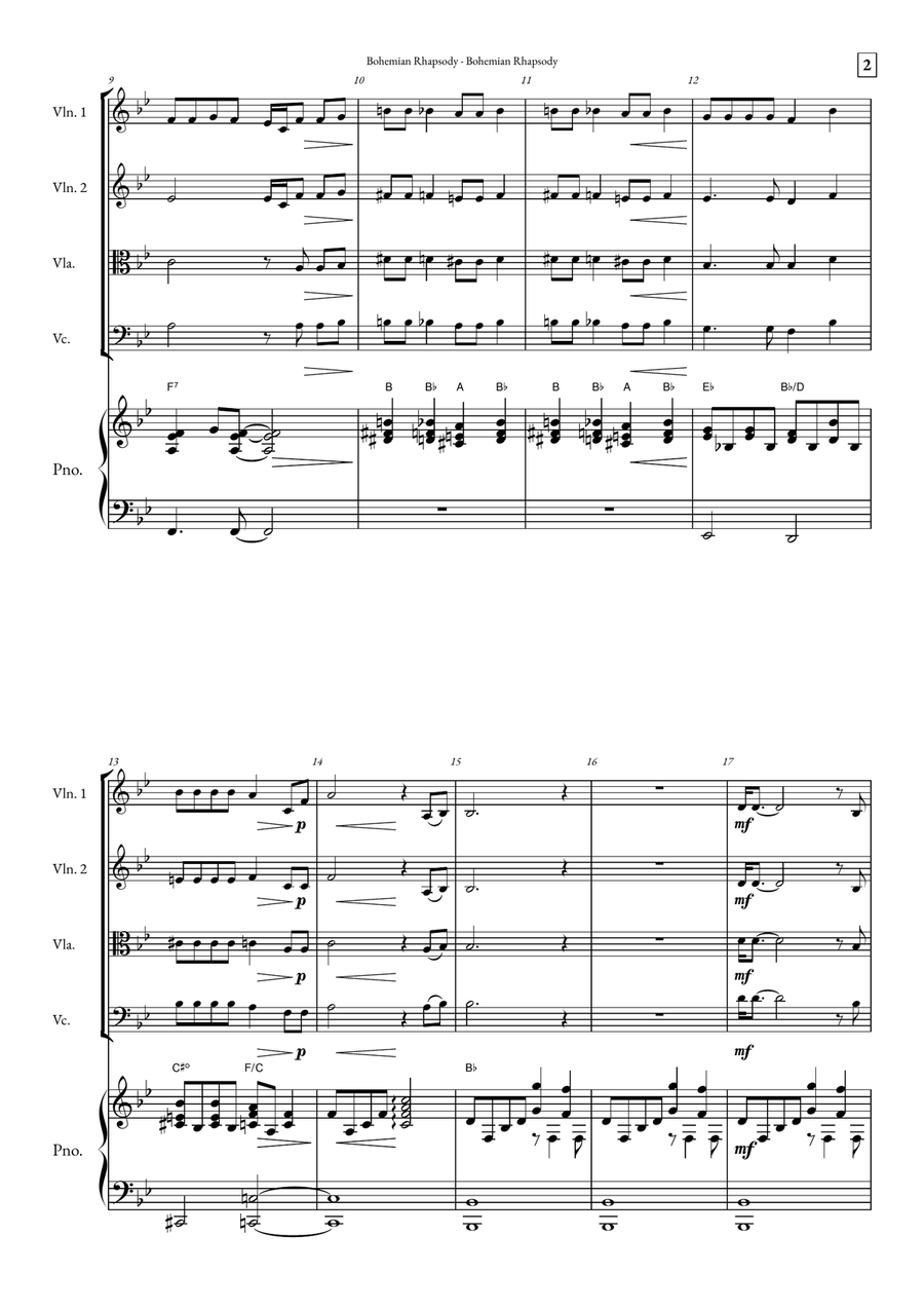 Bohemian Rhapsody String Quartet scores gallery preview page 2