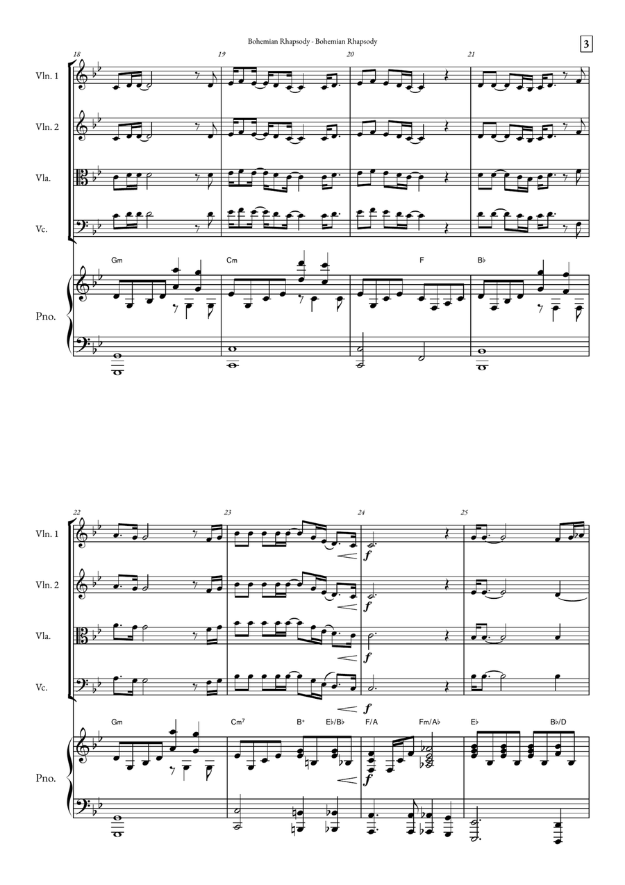 Bohemian Rhapsody String Quartet scores gallery preview page 3