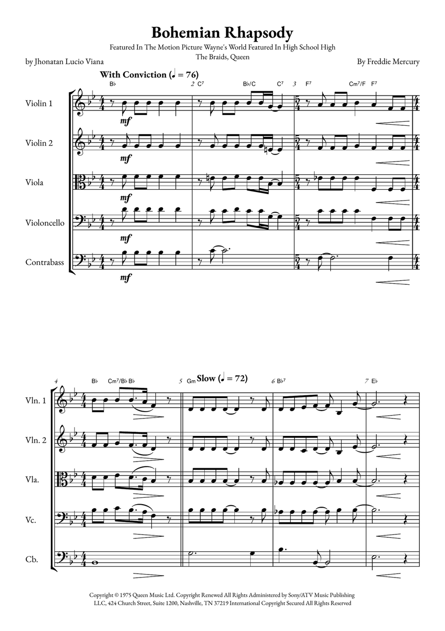 Bohemian Rhapsody Bohemian Rhapsody String Orchestra scores gallery preview page 1