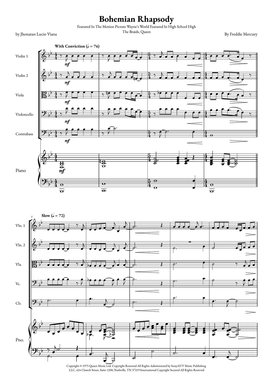 Bohemian Rhapsody Bohemian Rhapsody String Orchestra scores gallery preview page 1
