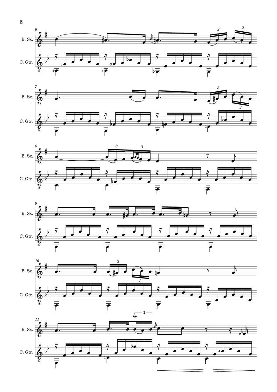 Ave Maria by F. Schubert – Arranged for B. Sax and Guitar Chamber Music scores gallery preview page 2