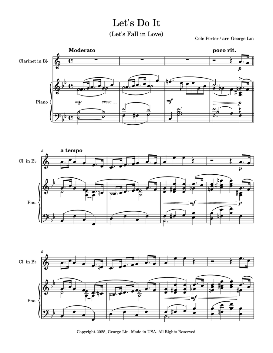 Let's Do It (Let's Fall in Love) by Cole Porter B-Flat Clarinet scores gallery preview page 1