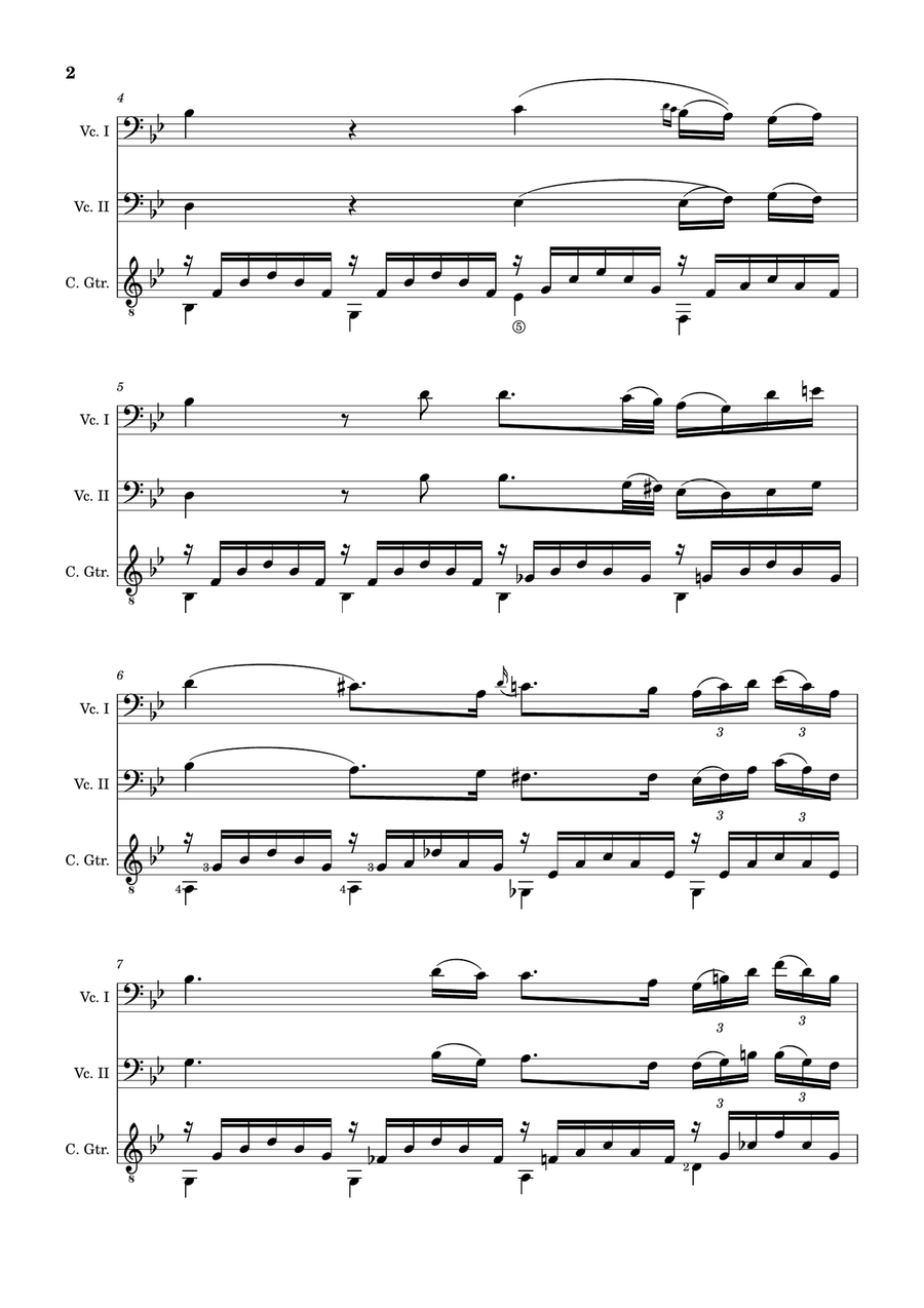 Ave Maria by F. Schubert – Cello Duet and Guitar. Score and Parts String Duet scores gallery preview page 2