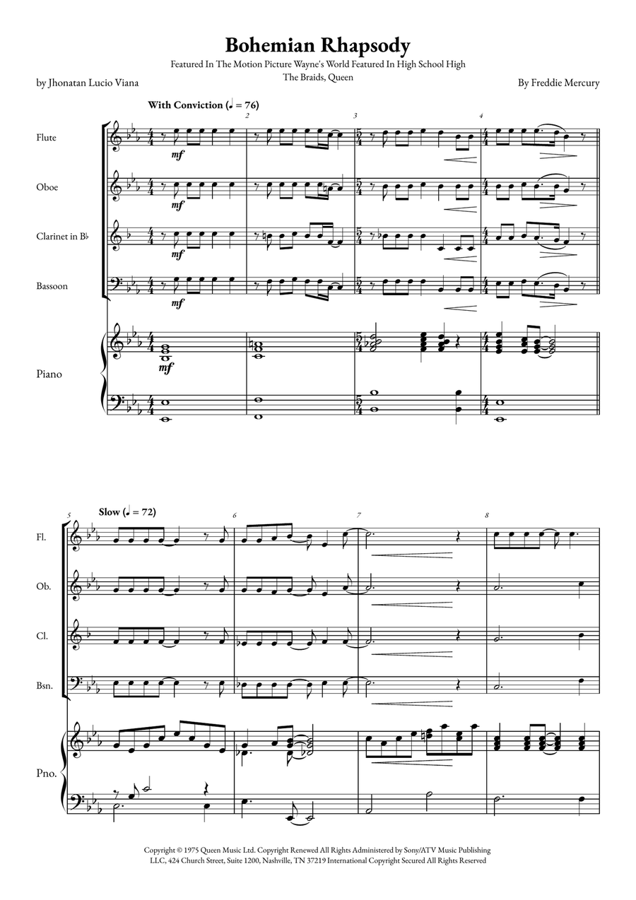 Bohemian Rhapsody Small Ensemble scores gallery preview page 1