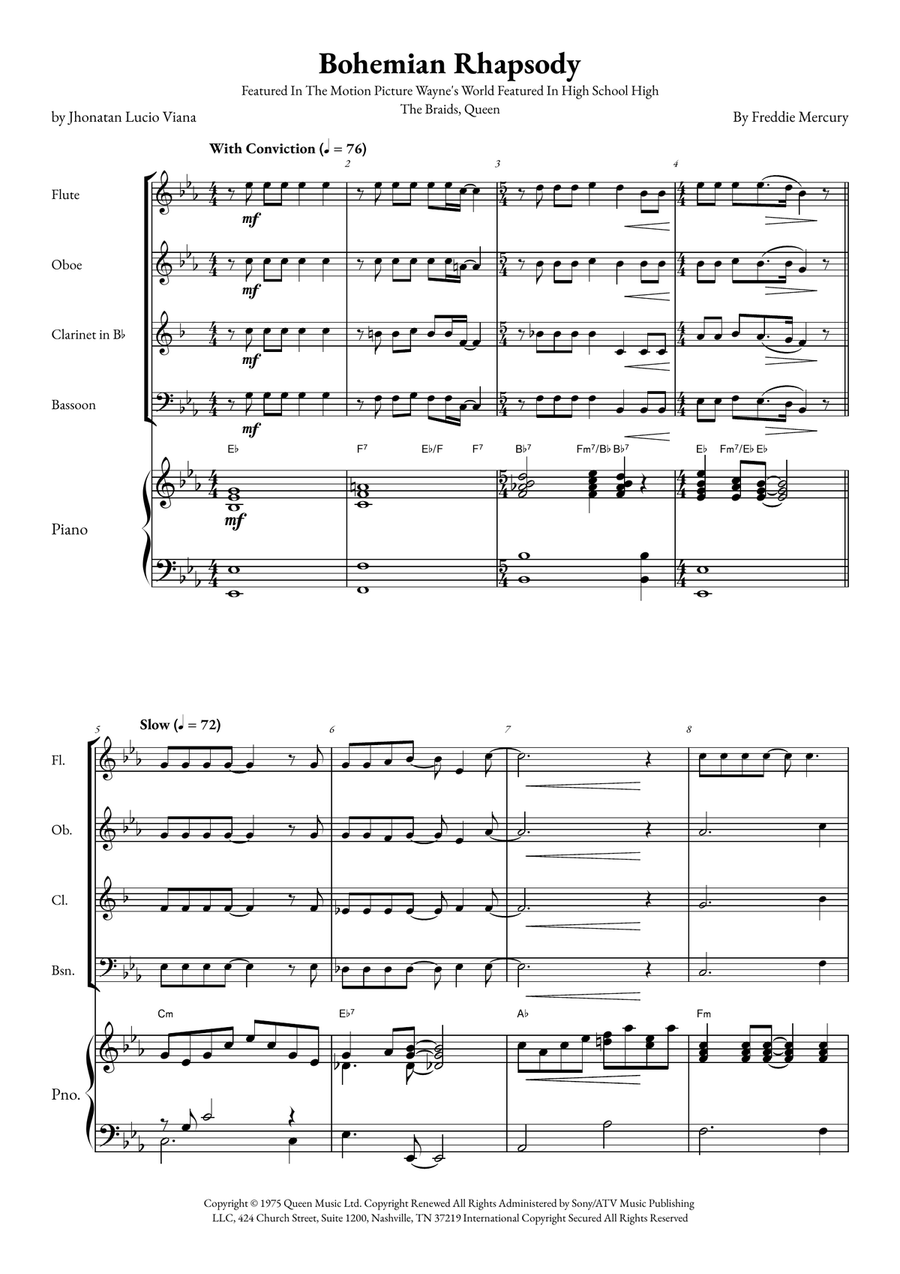 Bohemian Rhapsody Small Ensemble scores gallery preview page 1