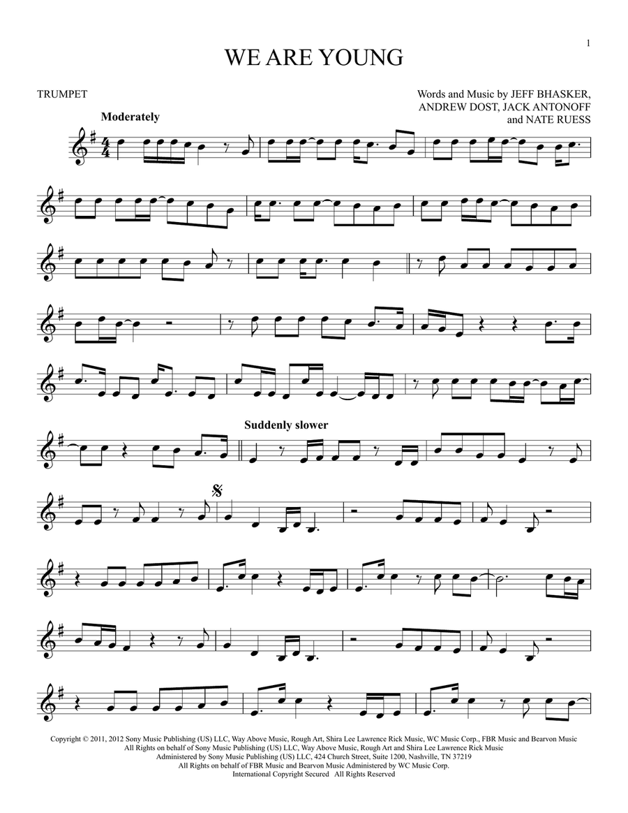 We Are Young We Are Young Trumpet Solo scores gallery preview page 1