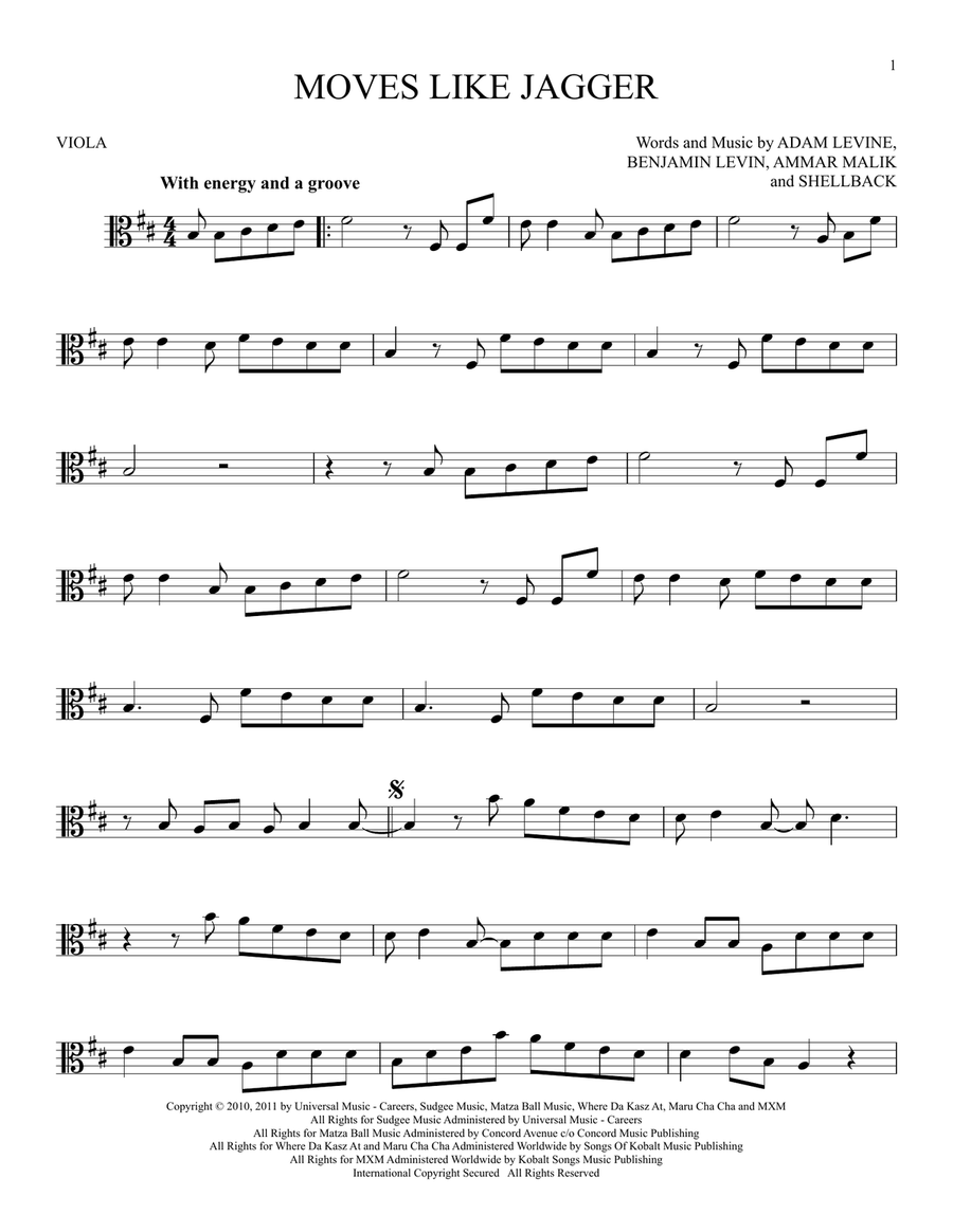 Moves Like Jagger Moves Like Jagger Viola Solo scores gallery preview page 1