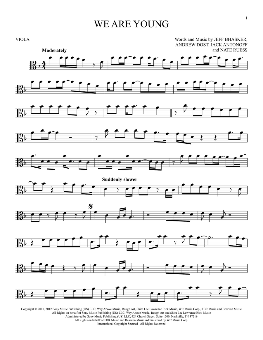 We Are Young Viola Solo scores gallery preview page 1