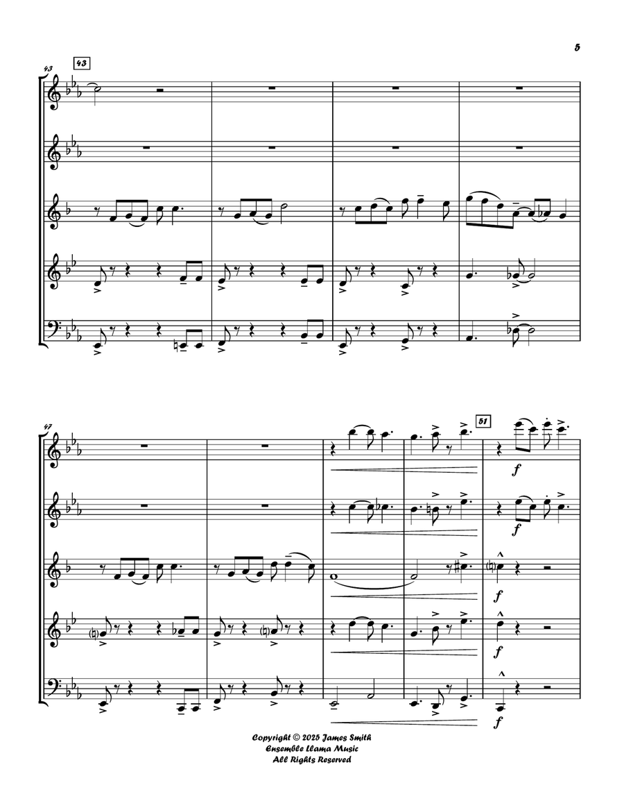 Ain't Misbehavin' (Fats Waller) For Wind Quintet Woodwind Quintet scores gallery preview page 5