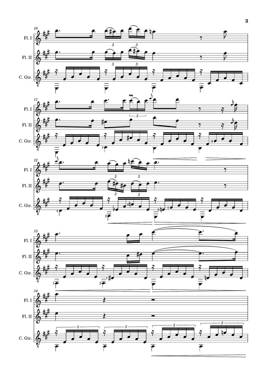 Ave Maria by F. Schubert – Flute Duet and Guitar. Score and Parts Small Ensemble scores gallery preview page 3