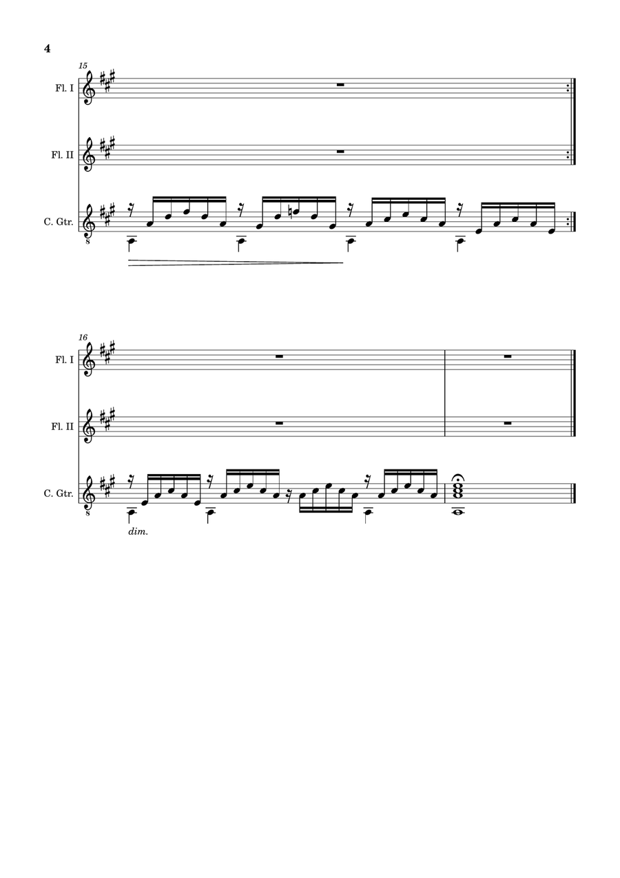 Ave Maria by F. Schubert – Flute Duet and Guitar. Score and Parts Small Ensemble scores gallery preview page 4