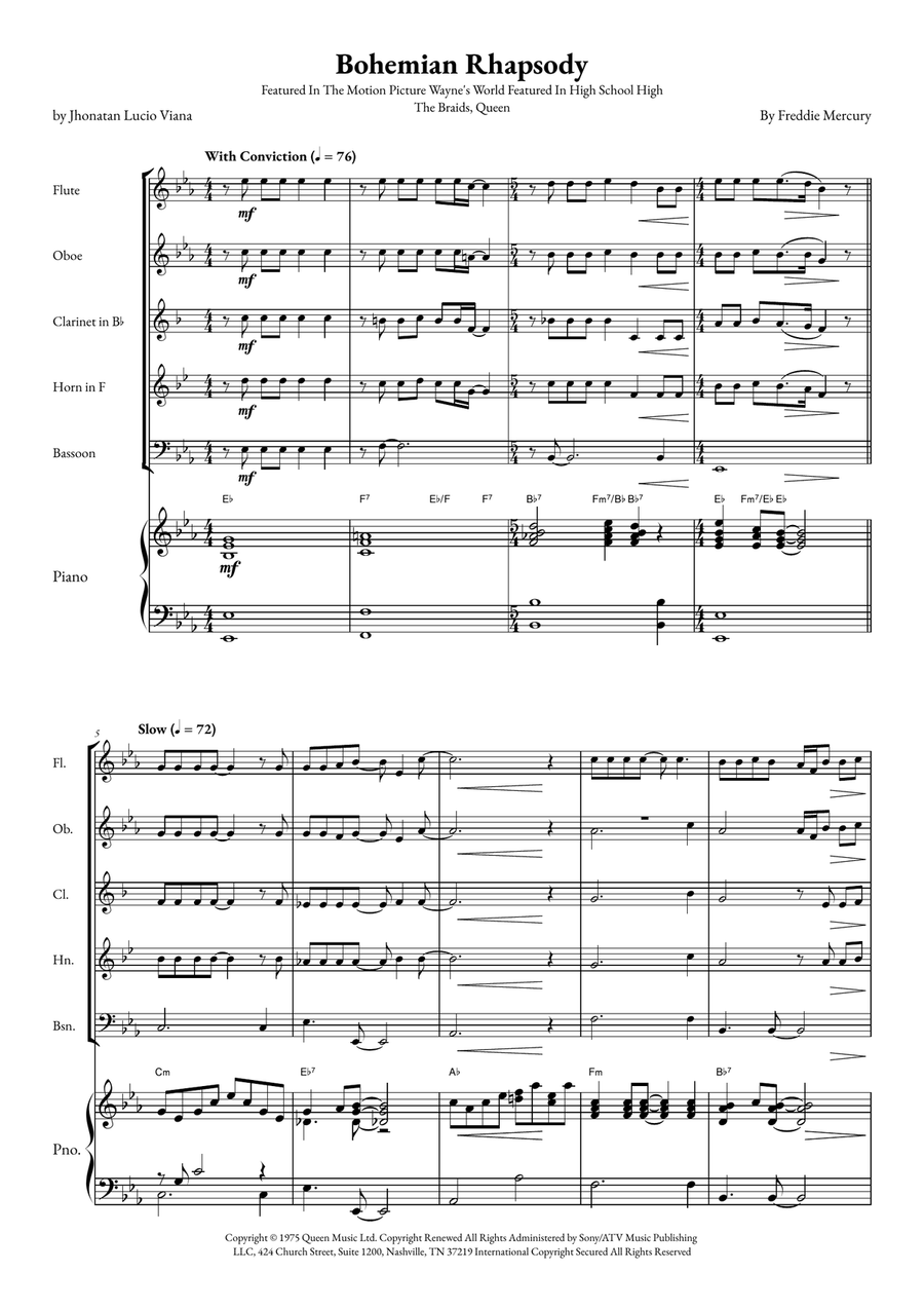Bohemian Rhapsody Small Ensemble scores gallery preview page 1