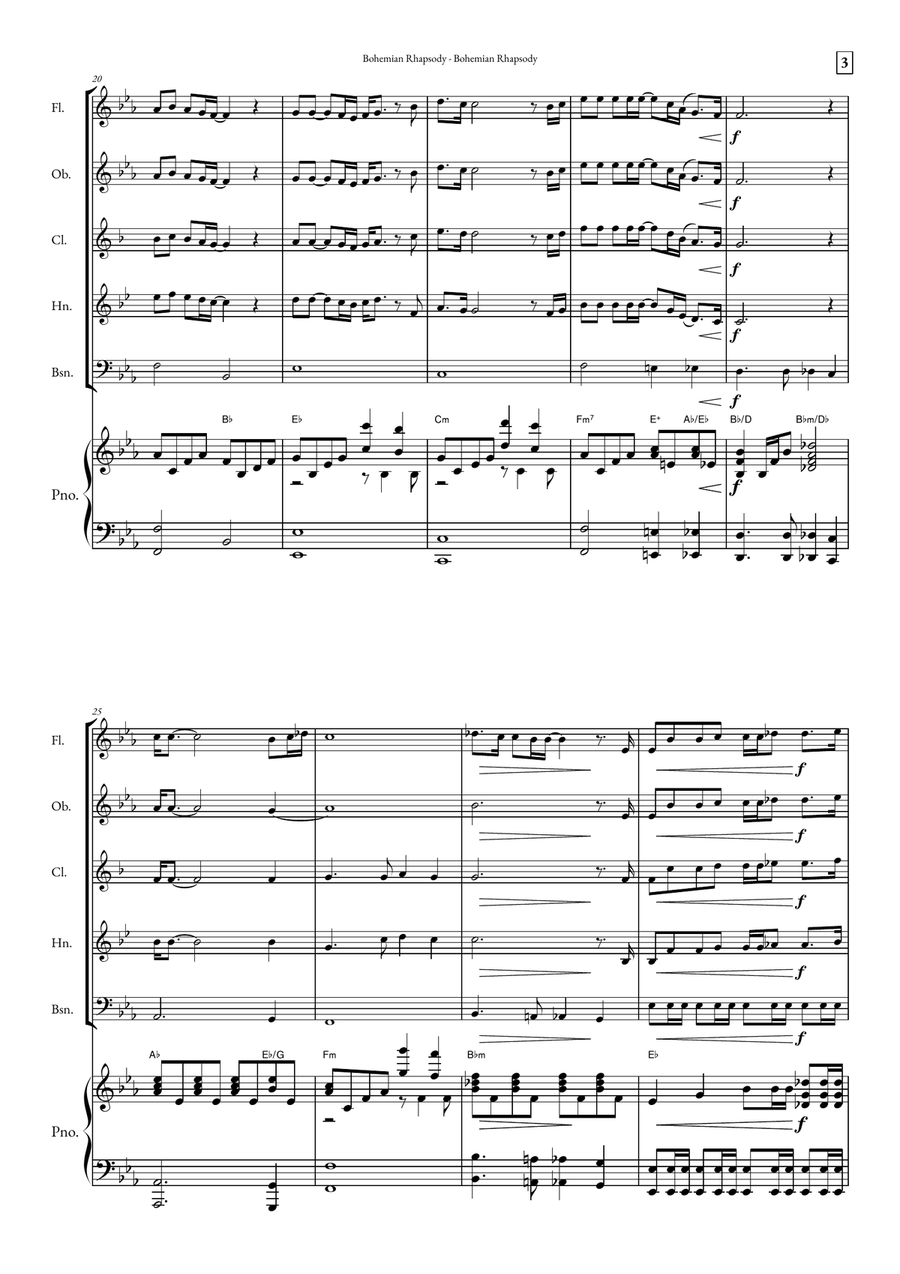 Bohemian Rhapsody Small Ensemble scores gallery preview page 3