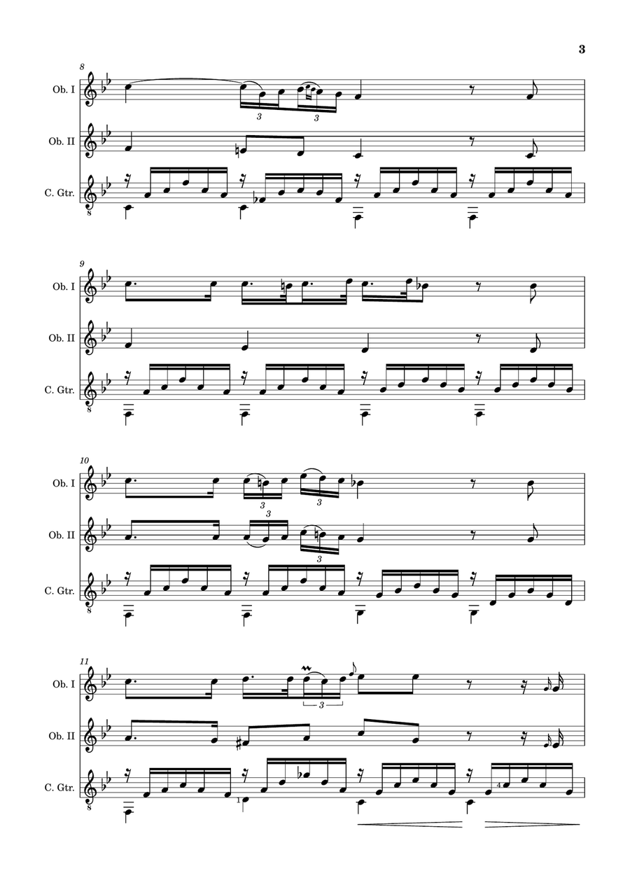 Ave Maria by F. Schubert – Oboe Duet and Guitar. Score and Parts Small Ensemble scores gallery preview page 3