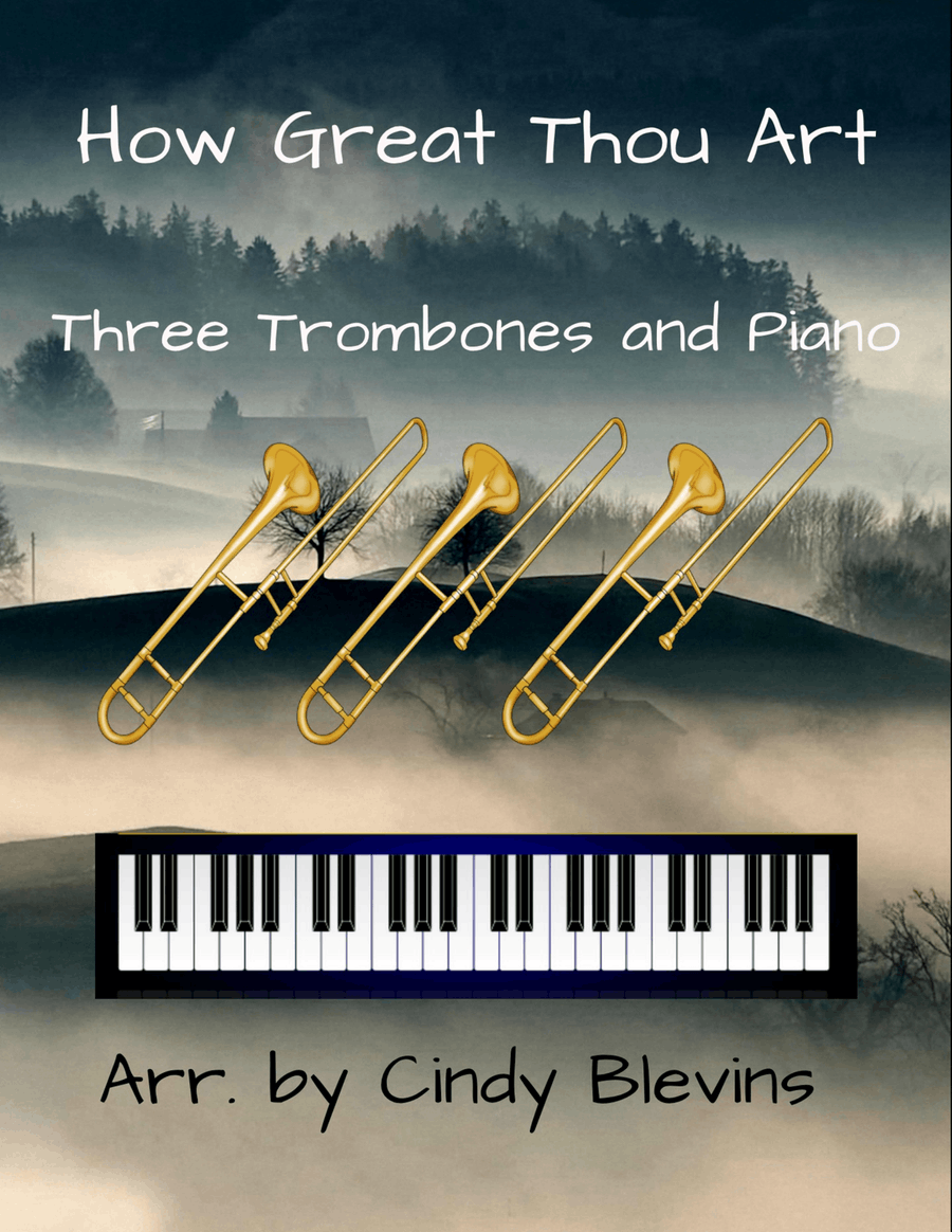 How Great Thou Art, for Three Trombones and Piano Trombone Trio scores gallery preview page 1