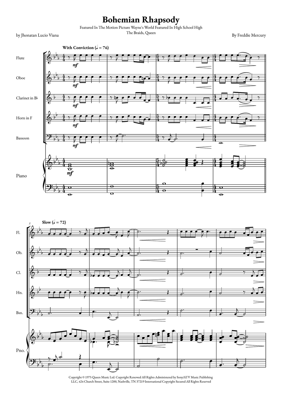 Bohemian Rhapsody Small Ensemble scores gallery preview page 1
