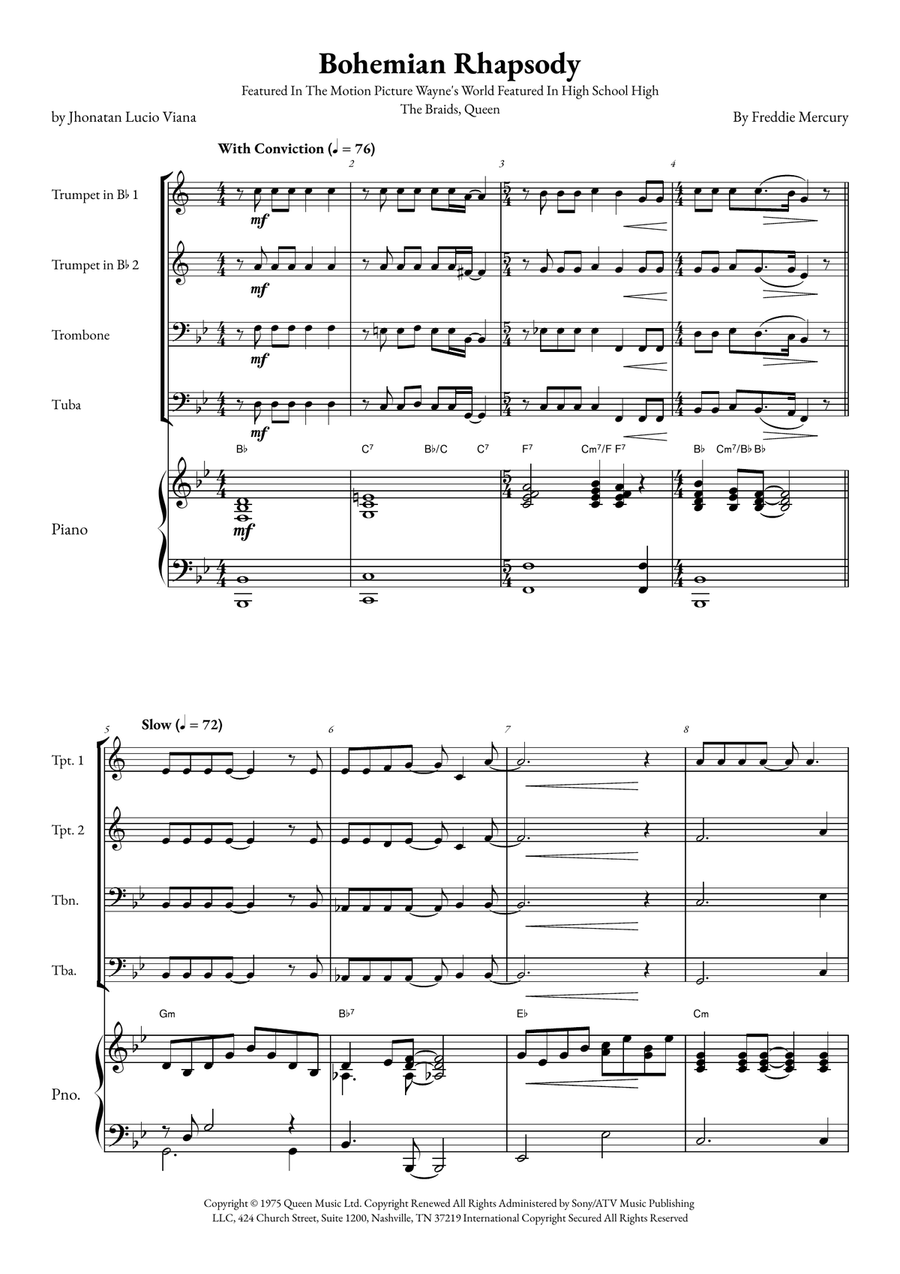 Bohemian Rhapsody Small Ensemble scores gallery preview page 1