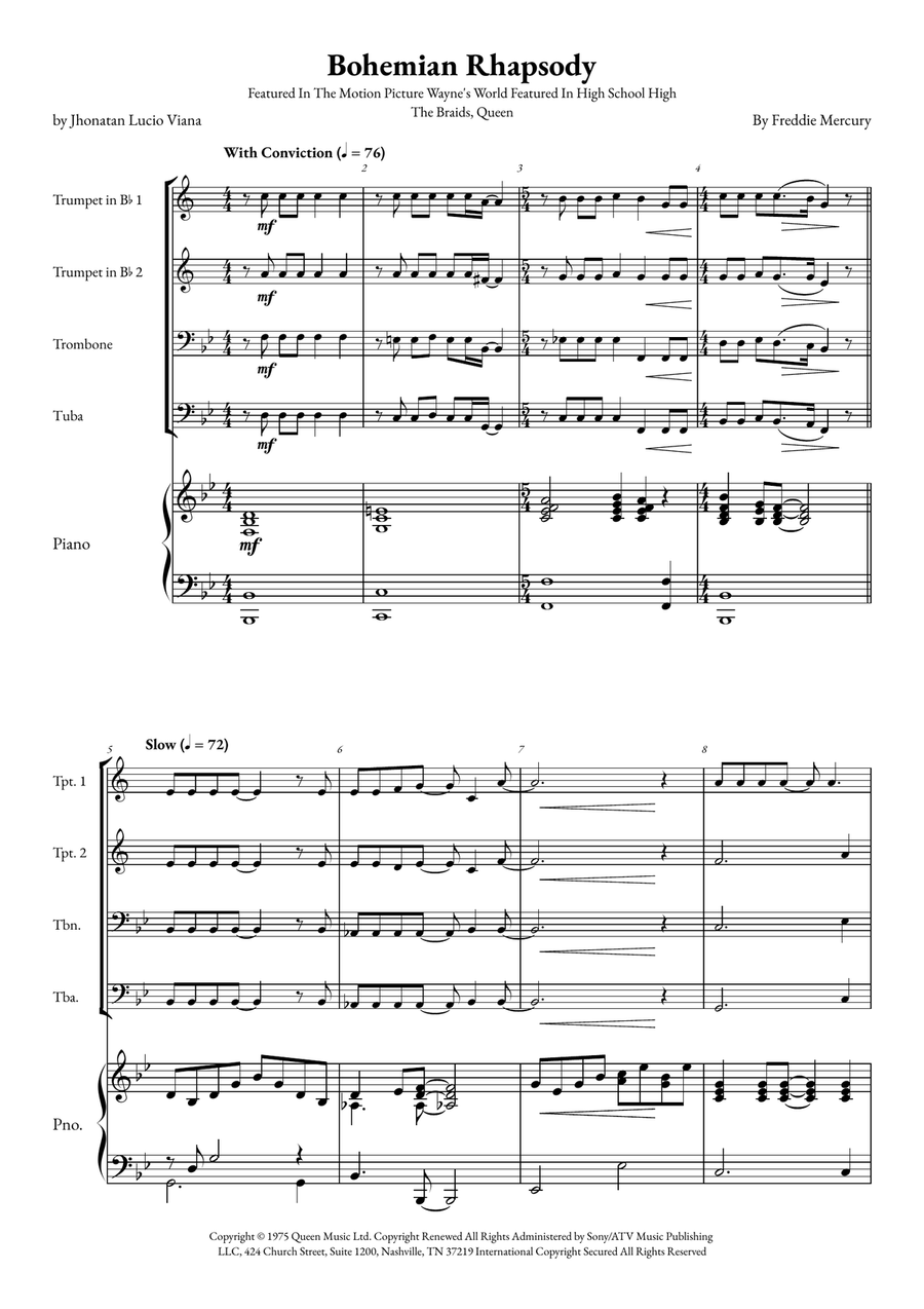 Bohemian Rhapsody Small Ensemble scores gallery preview page 1