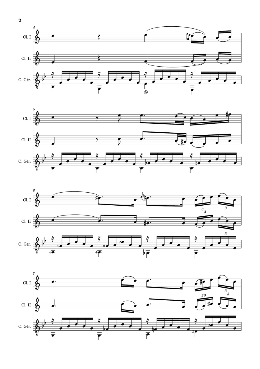 Ave Maria by F. Schubert – Clarinet Duet and Guitar. Score and Parts Clarinet Duet scores gallery preview page 2
