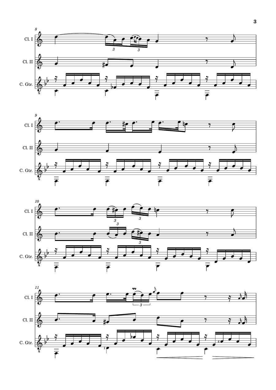Ave Maria by F. Schubert – Clarinet Duet and Guitar. Score and Parts Clarinet Duet scores gallery preview page 3